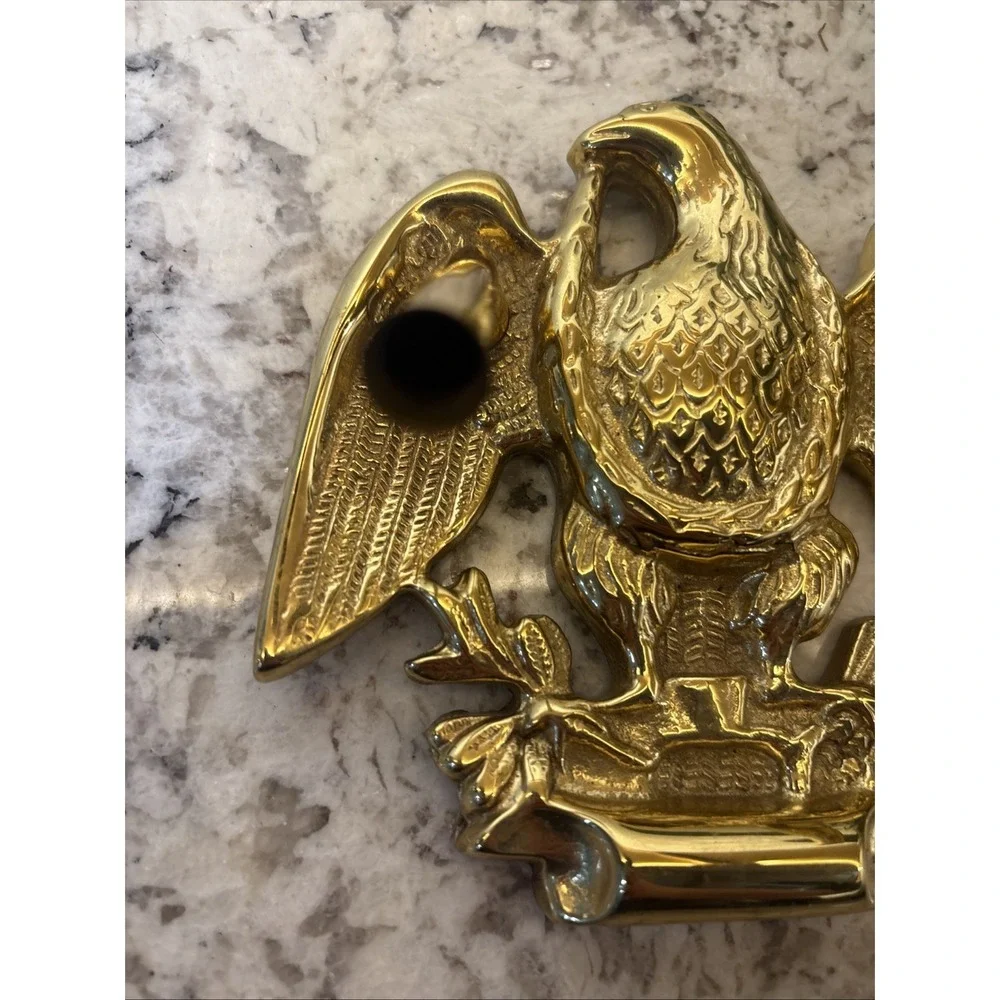 Vintage Solid Brass Eagle Pen Holder Desk American Patriotic Spread Wing